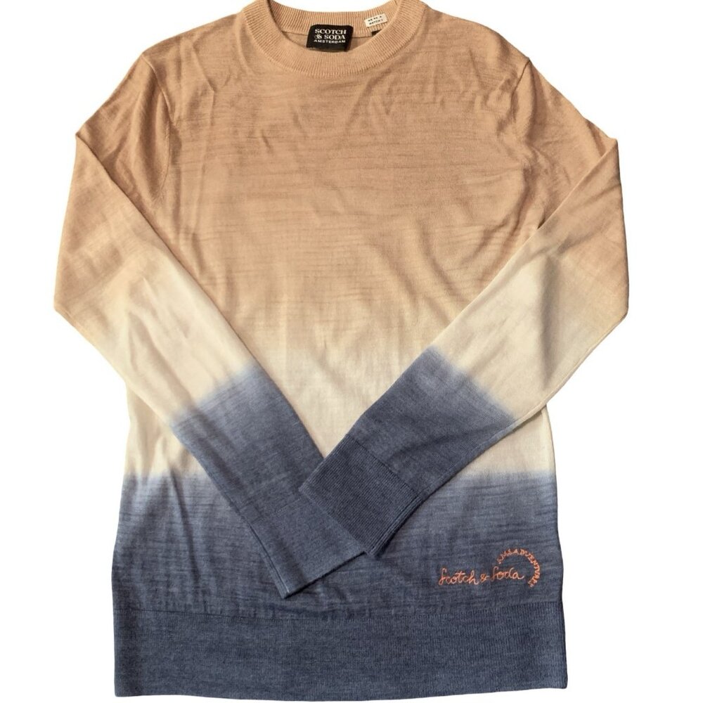 Scotch & Soda Men's Ombre Wool Blend Crew Neck Pullover Sweater Sz S Lightweight